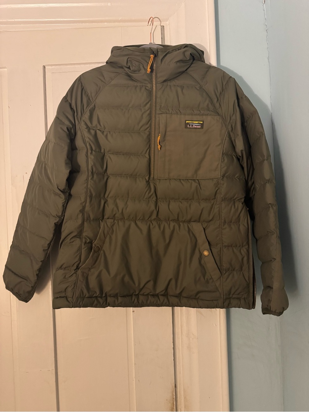 L.L. Bean Mt. Classic Down Puffer Pullover W’s Reg Medium Olive Green NWOT